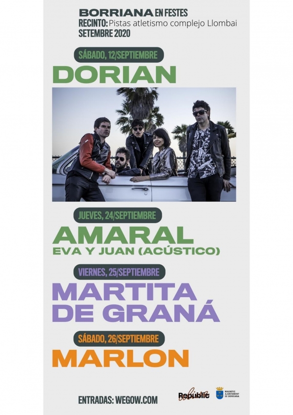 Autorizados por Sanidad los conciertos de Amaral, Martita de Graná y Marlon  y 